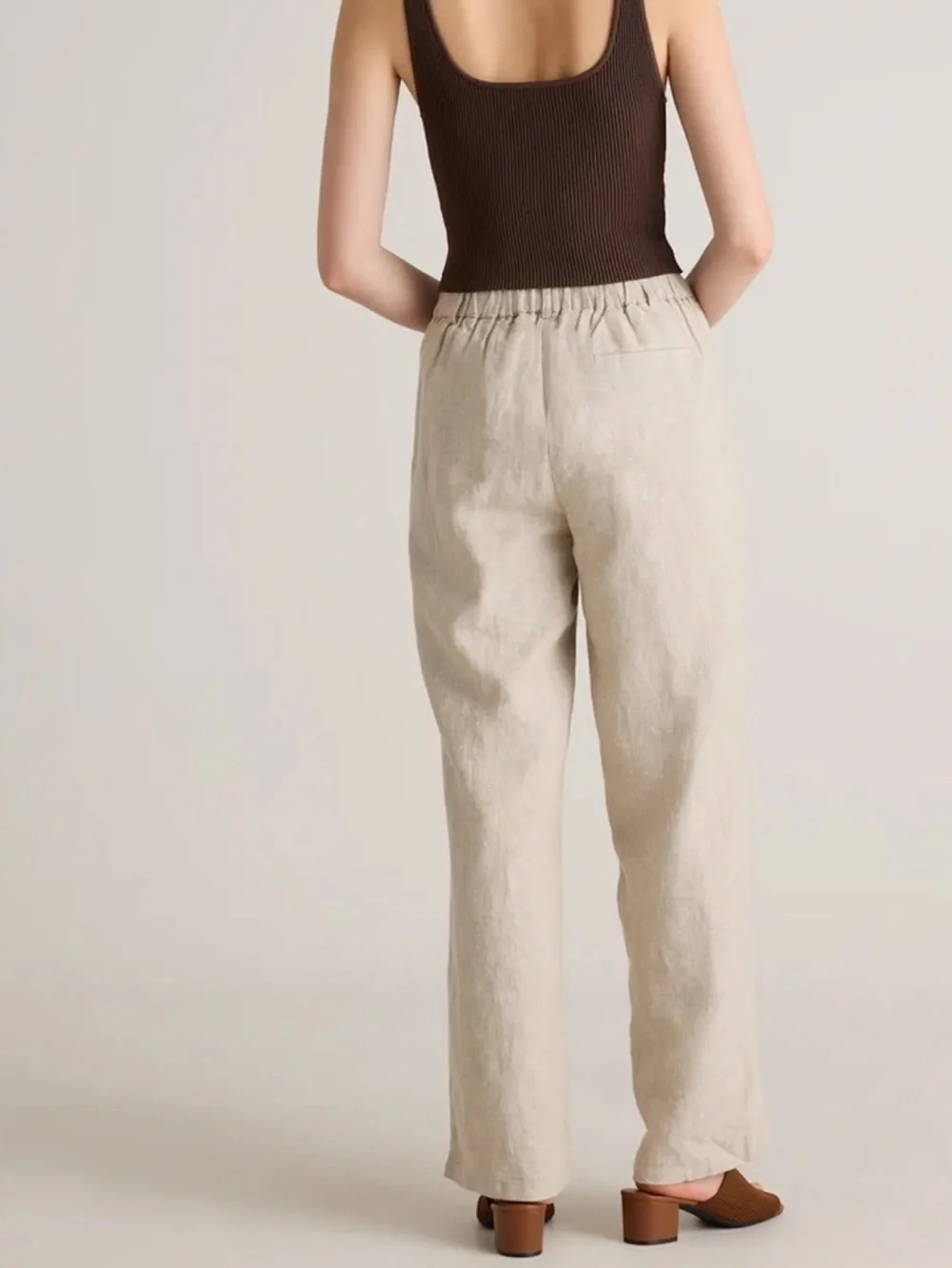 Quince 100% European Linen Waist Pleated Trouser Flax  size 8